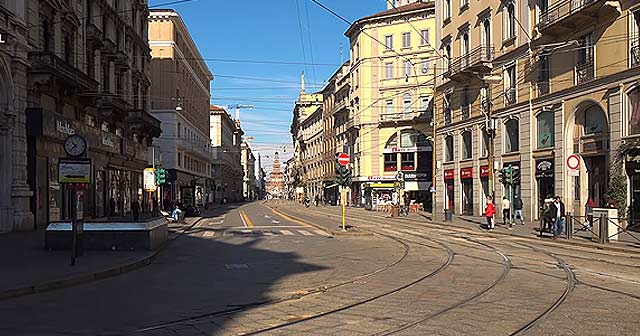 Coronavirus en Milán Italia calles vacías 