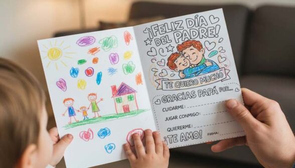 Tarjeta para pintar y descargar gratis día del padre