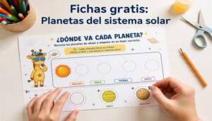 Actividades de preescolar sobre los planetas con fichas educativas del sistema solar para niños