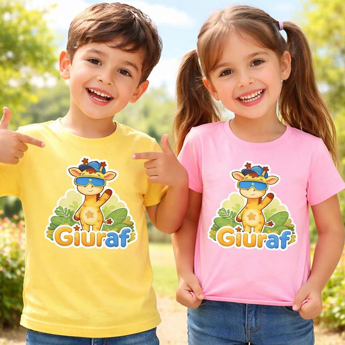 Camiseta infantil jirafa espacial Giuraf