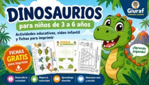 iniciar a los dinosaurios para niños de 3 a 6 años con video y gratis fichas educativas.
