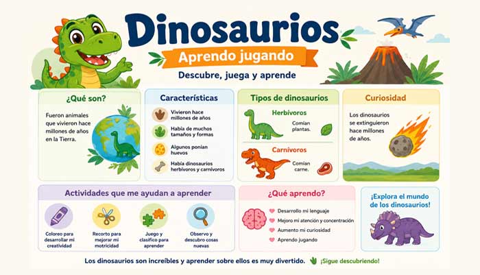 resumen de dinosaurio para niños de 3 a 6 años ciclo de infantil
